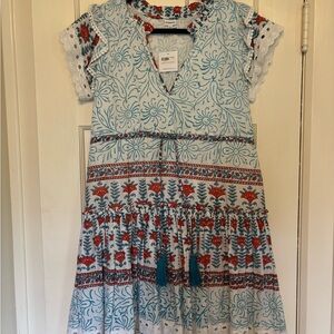 Floral Blue and Red Woman’s Dress